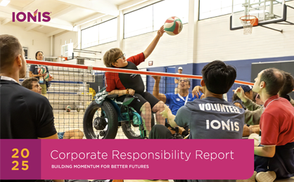 2025 Corporate Responsibility Report cover featuring athletes at an ADAPT event.